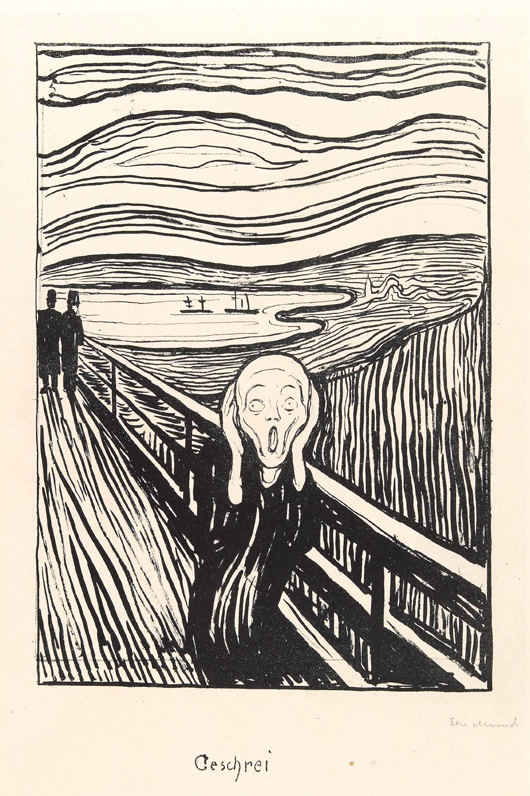 This extremely rare lithograph of Edvard Munch's 'The Scream' from 1895 will be on the stand of Oslo-based dealer Kaare Berntsen at the prestigious Masterpiece fair in London from June 28 to July 4 where it is priced at 